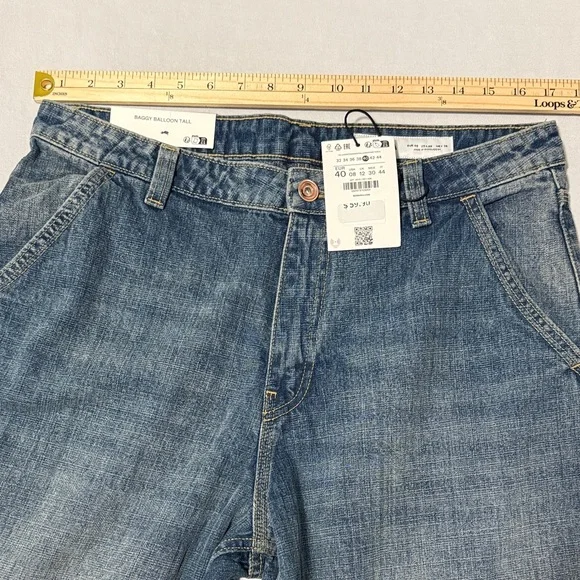 Bershka Baggy Balloon Fit High Rise Jeans Size 8 Tall NWT Barrel Leg - Picture 11 of 13